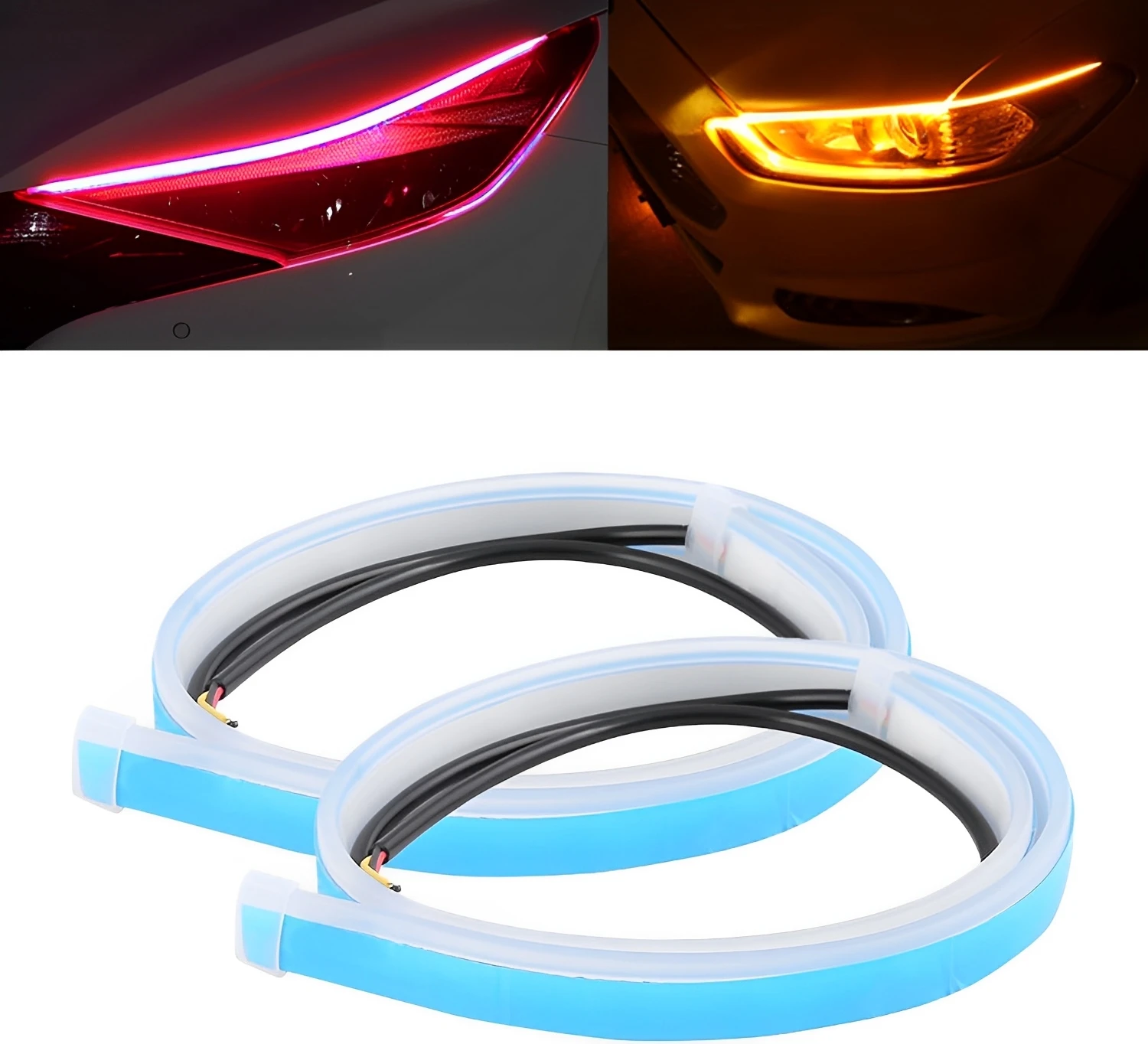 Par Tira Led Drl 60cm Direccional Secuencial Flexible Auto