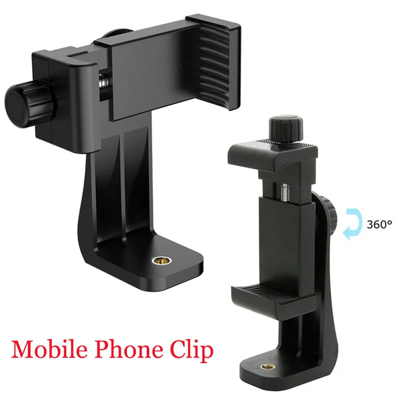 Universal Mobile Phone Clip 360 Degree Rotating for iphone 15 14 13 12 11 Pro Max 1/4 Screw Cellphone Holder Desk Tripod Adapter