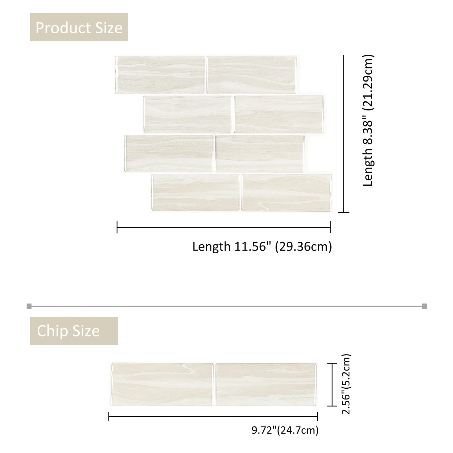 Large Waterproof 3D Peel & Stick Subway Tile Wallpaper