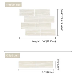 Large Waterproof 3D Peel & Stick Subway Tile Wallpaper - 10 sheets (T80760)