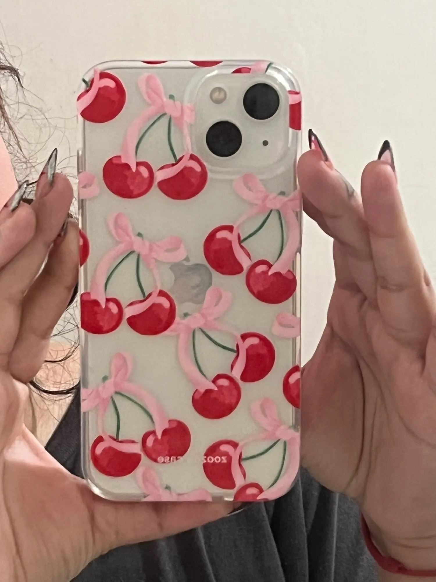 Coquette Cherry Bow iPhone Case, customer photo