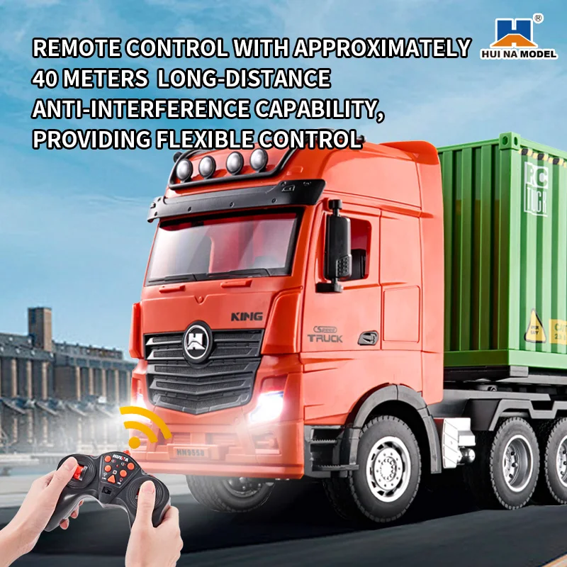 New Huina Toys 1:18 Scale Nine-channel Alloy Remote Control Cargo Cars Kids Toys RC Car Semi Truck Children Gifts With Color Box 2