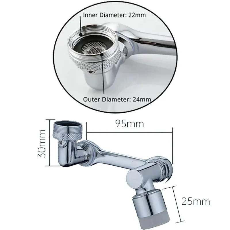 1080&deg; Swivel Robotic Arm Swivel Extension Faucet Aerator Sink Water Tap Splash Filter Bubbler Nozzle Extender Attachment faucet aerator faucet extender
