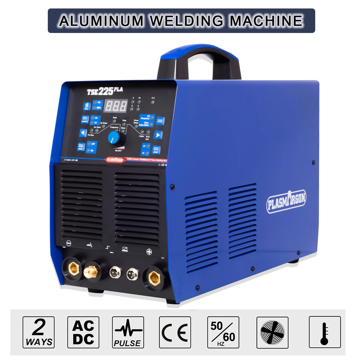AC/DC 225A Pulse Aluminum TIG Welder Stick ARC Inverter Automatic Welding Machine 110/220V Dual Voltage Blue TSE225P 6