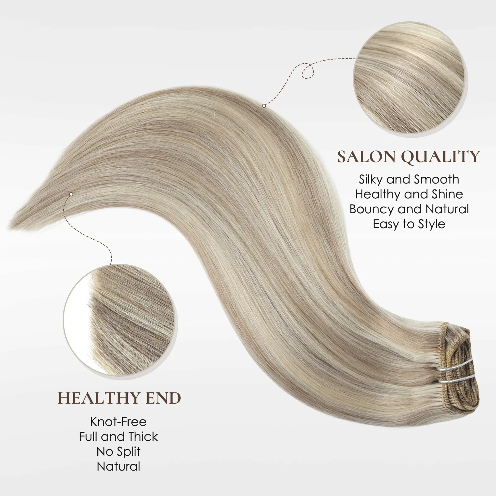 Good Quality Clip ins Human Hair Extensions 14~24 Inches Natural Wave Lace Clip in Hair Extension
