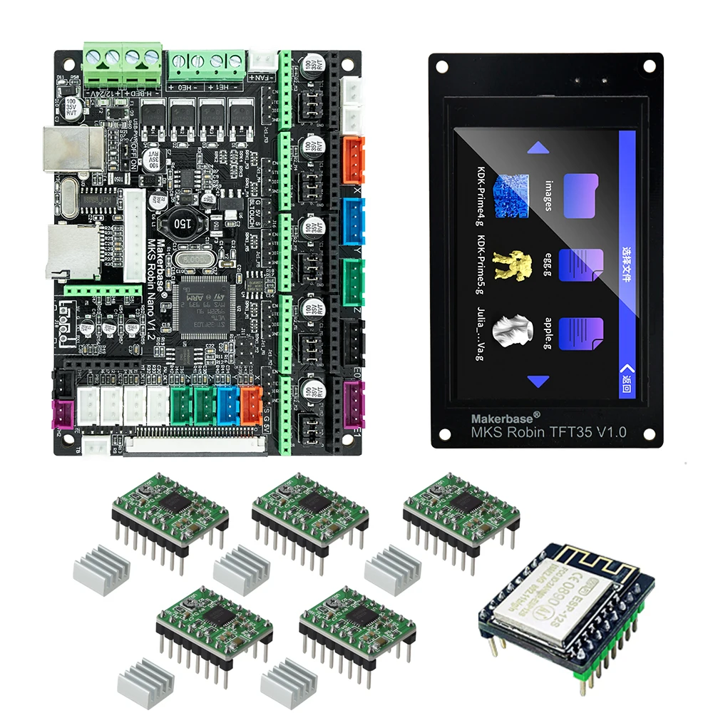 MKS Robin Nano V1.2 32Bit 3D Printer Moederbord Met TFT 3,5 Inch Touchscreen - Makerbase Upgrade Kit