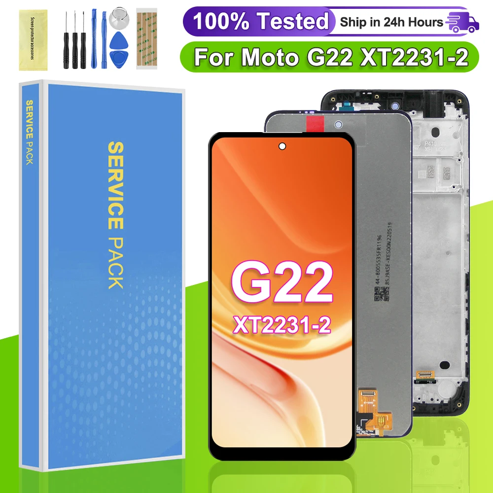 6.5 ''Originale Per Motorola Moto G22 Display Lcd Touch Screen Digitizer Assembly Sostituire Per Moto G22 Xt2231-2 Schermo Con Cornice