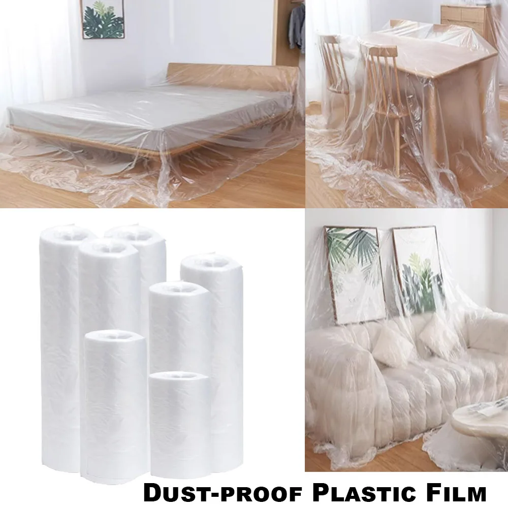 Plastic Painters Drop Cloth Clear PE Dust Disposable Floor Cover Dustproof Furniture Protection Household Full Cover Cloth Disposable Floor Cover