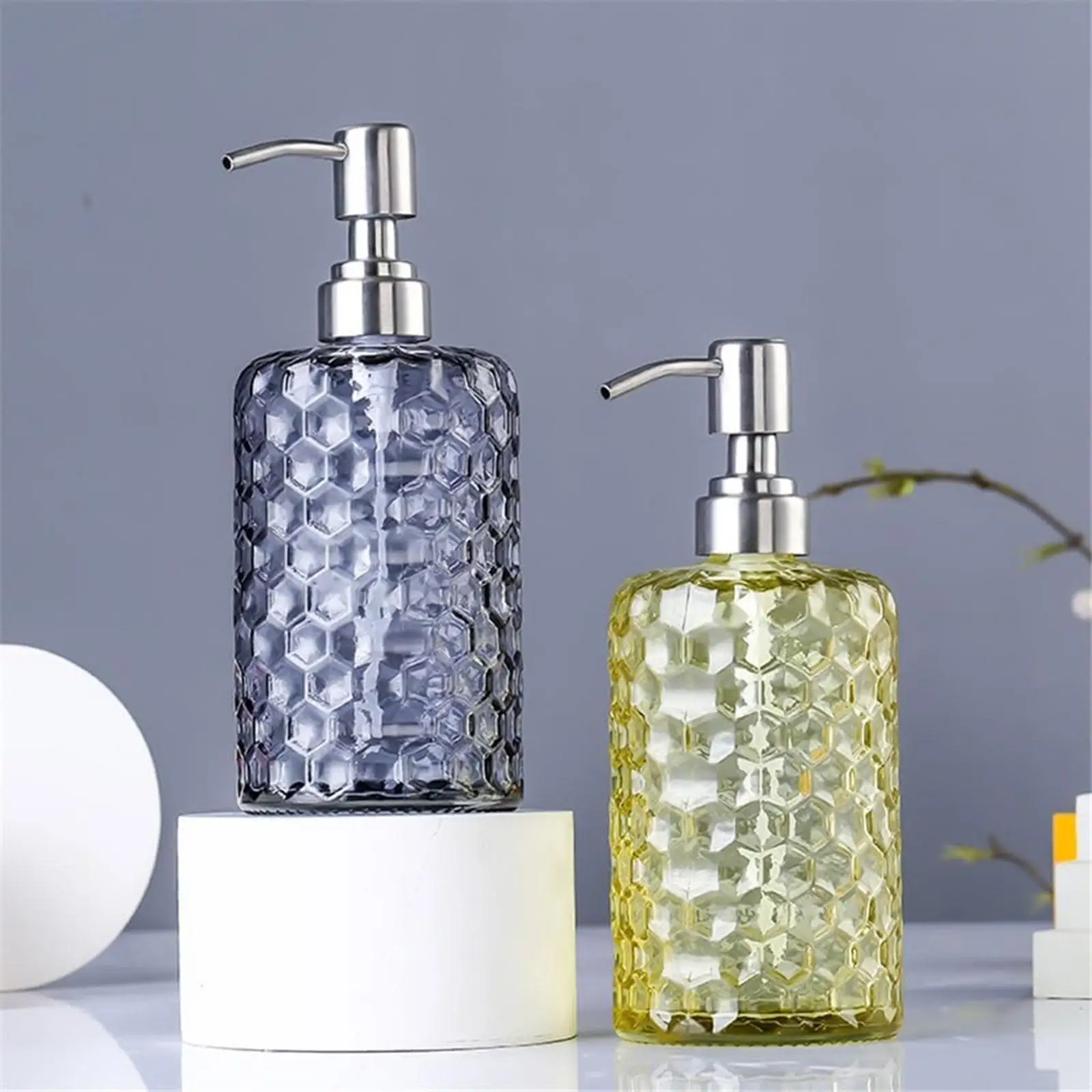 Description Picture 2 of itemGlass Soap Dispenser with Stainless Steel Pump Liquid Soap Dispenser Bottle Refillable Lotion Dispenser Bathroom Accessory