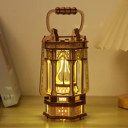 3D Wooden Puzzle Magic Vintage Lightable Lantern DIY Lamp Assembly Building Block Desk Decoration Kits Kids Christmas Gift