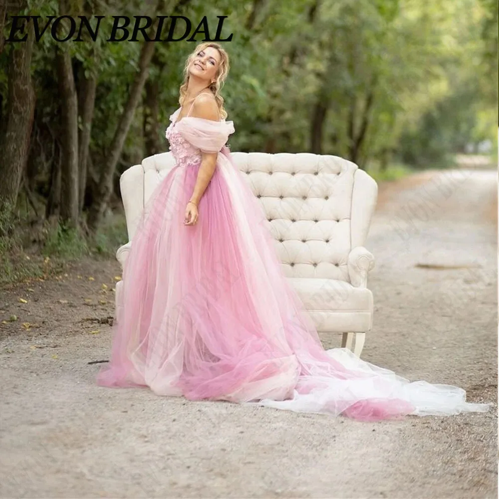 

EVON BRIDAL Off The Shoulder Vestidos De Noche Elegant A-line Embroid Prom Dress 3D Flower Appliques Evening Gown Custome Made