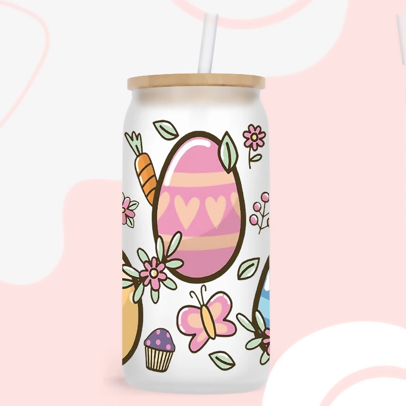 UV DTF Transfer Sticker Easter Rabbit For The 16oz Libbey Glasses Wraps Bottles Cup Can DIY Waterproof Decals D12894