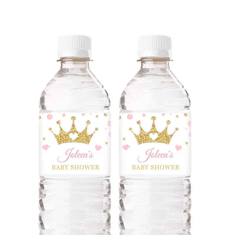 20pcsLittlePrincessPinkGoldWaterBottleLabelsPersonalized