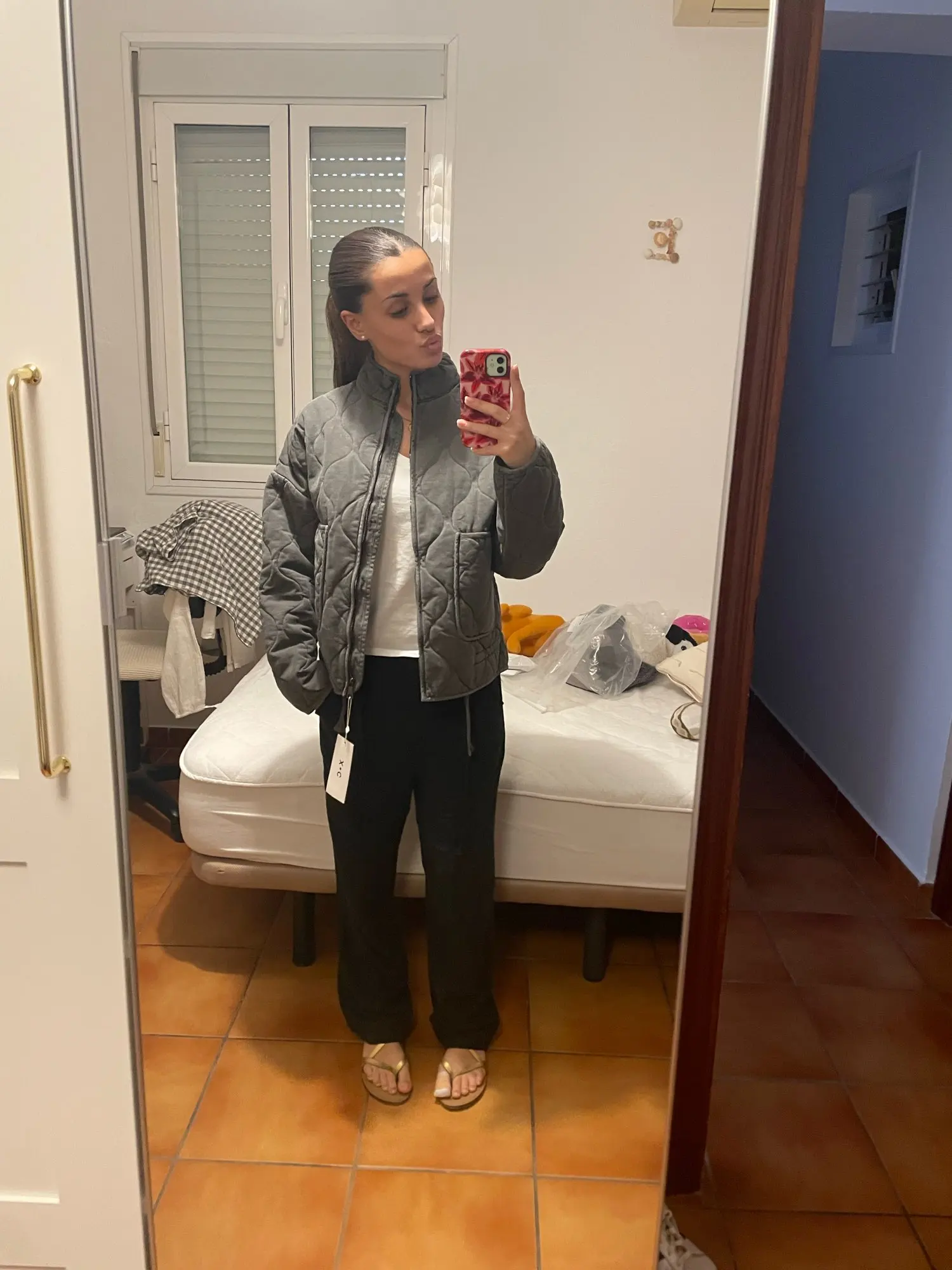 ★ Green Vintage High-Collar Padded Jacket