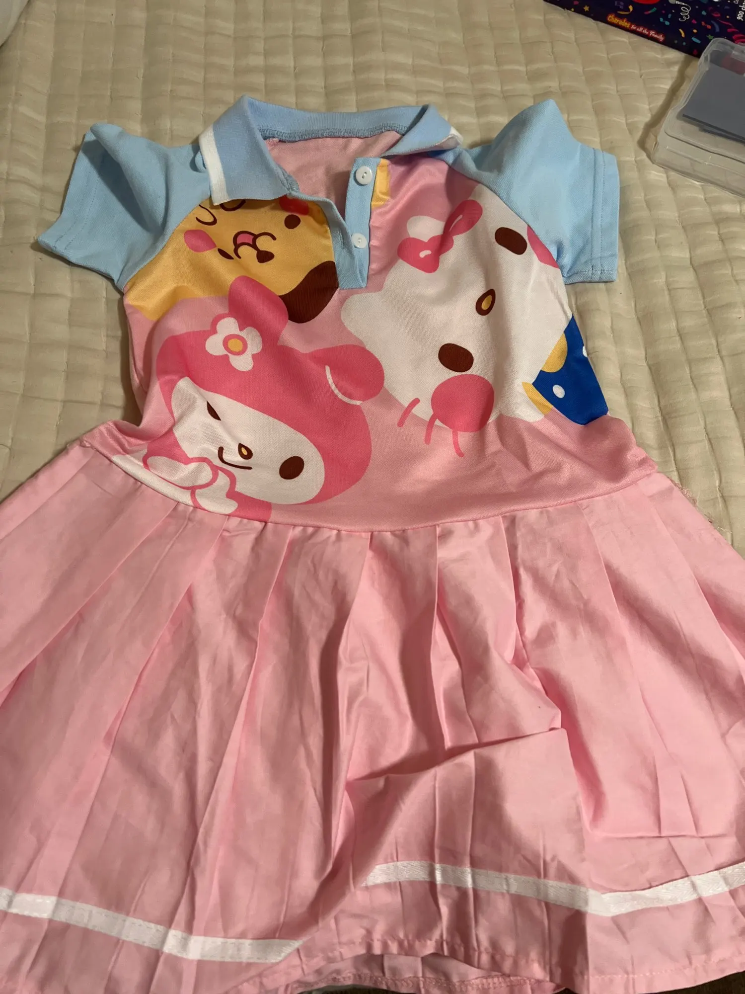 Summer Girls Clothing Toddler Rabbit Polo Shirt Pleated Dress Causal Comfortable Baby Girl Clothing Princess Dress photo review