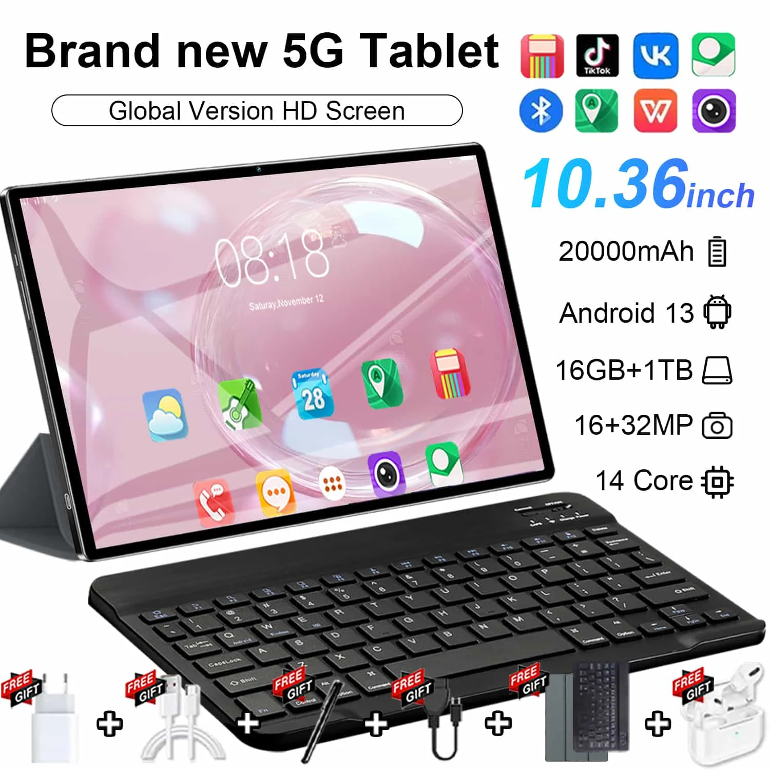 10.36inch 14Core Global New Android Tablet 16GB+1TB 20000mAh 5G Gaming ...