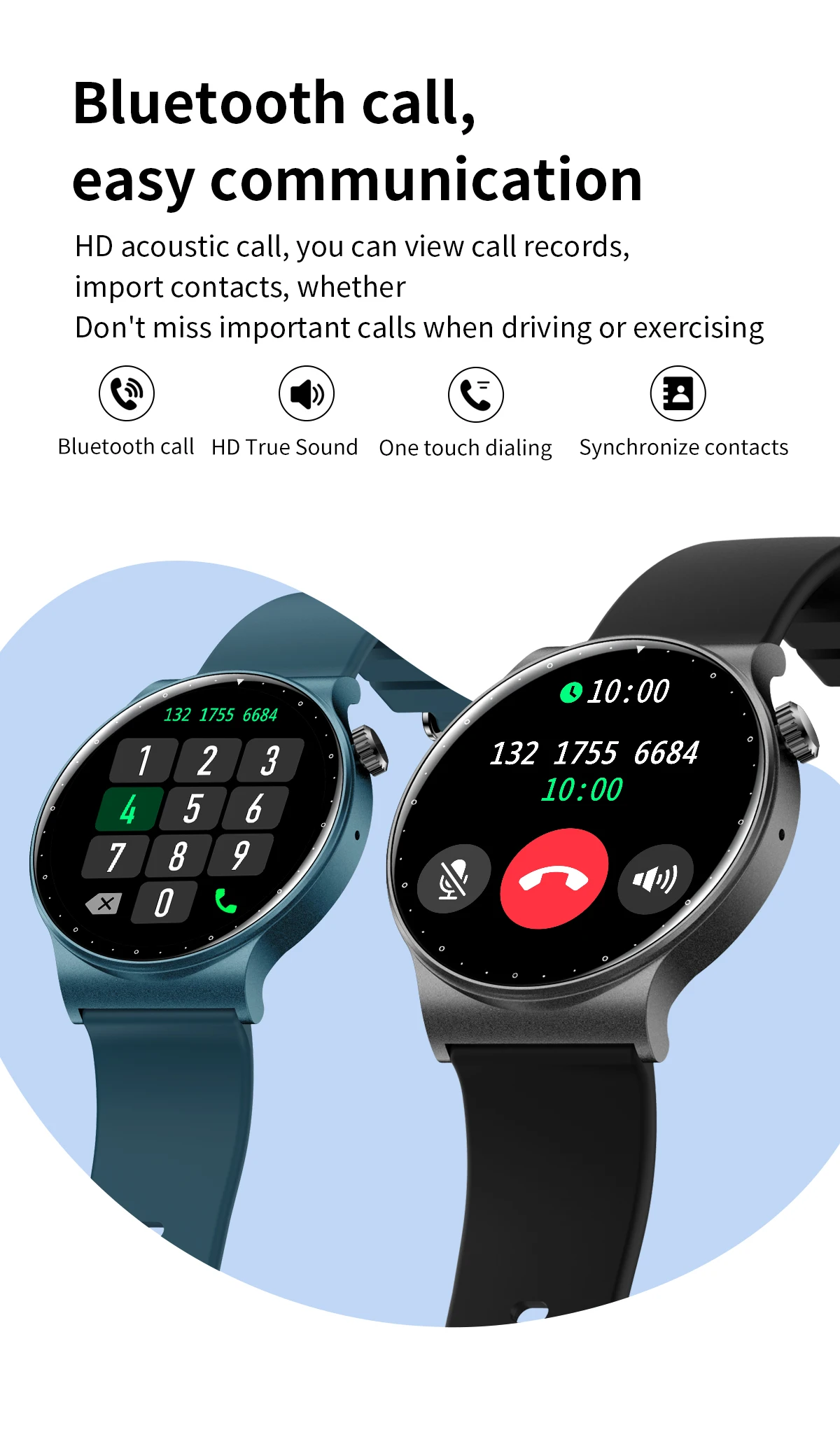 Gadgend new 2023 round men’s smart watch women bluetooth call watch 110+ dials 110+ sport modes waterproof smartwatch women men