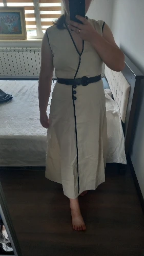 High-End Sleeveless V-Neck Midi Dress- Women's Premium Casual Fashion 2025 photo review