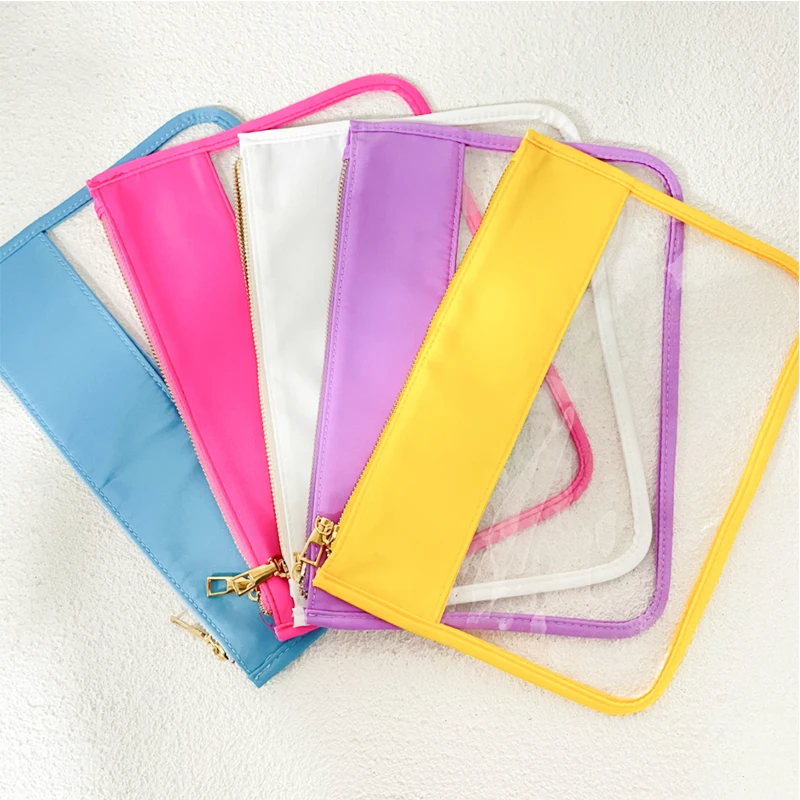 Clear Cosmetic Bag Nylon Cosmetic Zipper Pouch Travel Cosmetic Bag