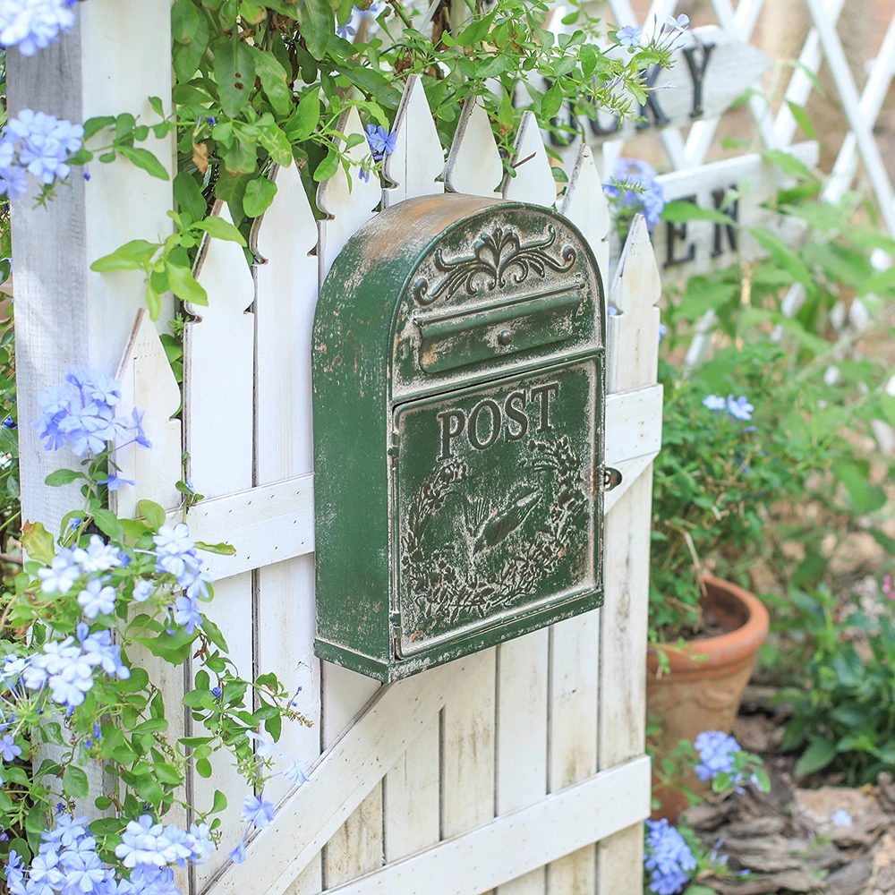 Farmhouse Post Decoration Crafts Mailbox Post Vintage Outside Mailboxes Wall Mounted Box Mailboxes Letter Box Metal, wall mounted mailbox, post mount mailbox, miniature mailbox