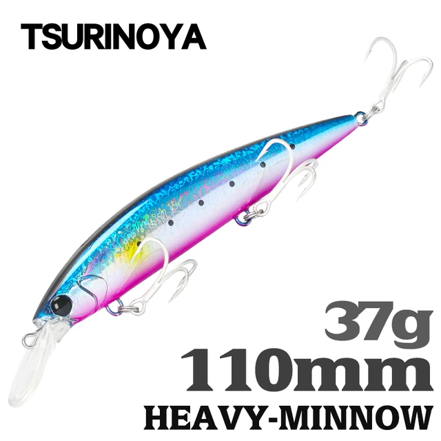 TSURINOYA Jig Head Long Casting T Tail Soft Lure Set 110mm 35g 2pcs Lure  Body Seabass Flounder Saltwater Sinking Fishing Lure