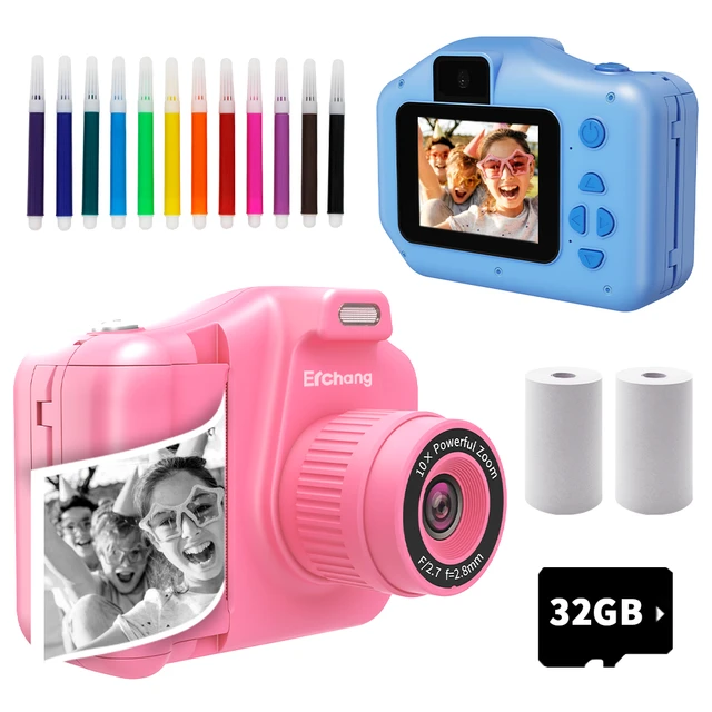 Appareil photo à impression instantanée pour enfants, appareil photo  numérique avec papier photo thermique, vidéo HD 1080p, appareil photo enfant  - AliExpress