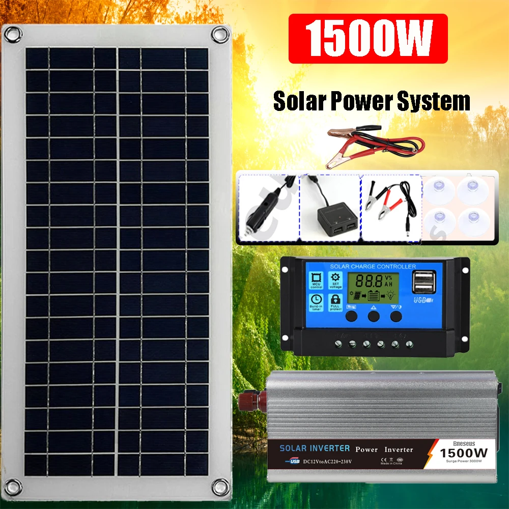 1500W Solar Panel System 12V Solar Battery 60A Controller Solar Panel Kit  Mobile Caravan Caravan Family Camping Outdoor Battery - AliExpress