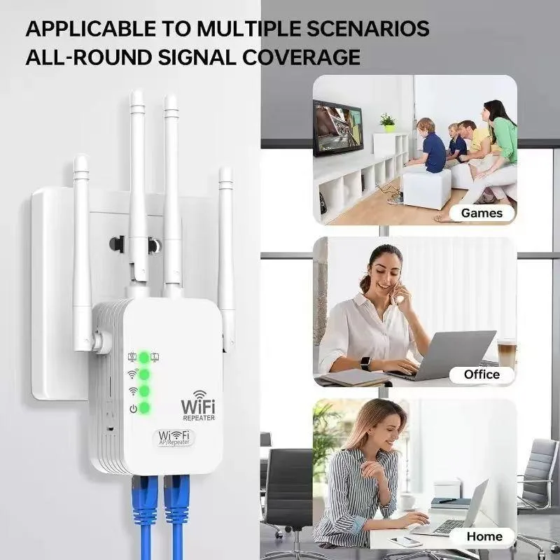 WiFi Extender 6 Antennas Strong Signal, 1200Mbps 2.4G-5G Wifi Booster,for Home Studios,Remote Workspaces,WiFi Signal Booster 5