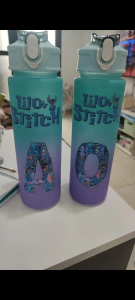 Botella de agua con estampado de Lilo Stitch para niños, recipiente portátil de gran capacidad para beber, con dibujos animados de Anime, para deportes al aire libre, regalo, 750ML photo review
