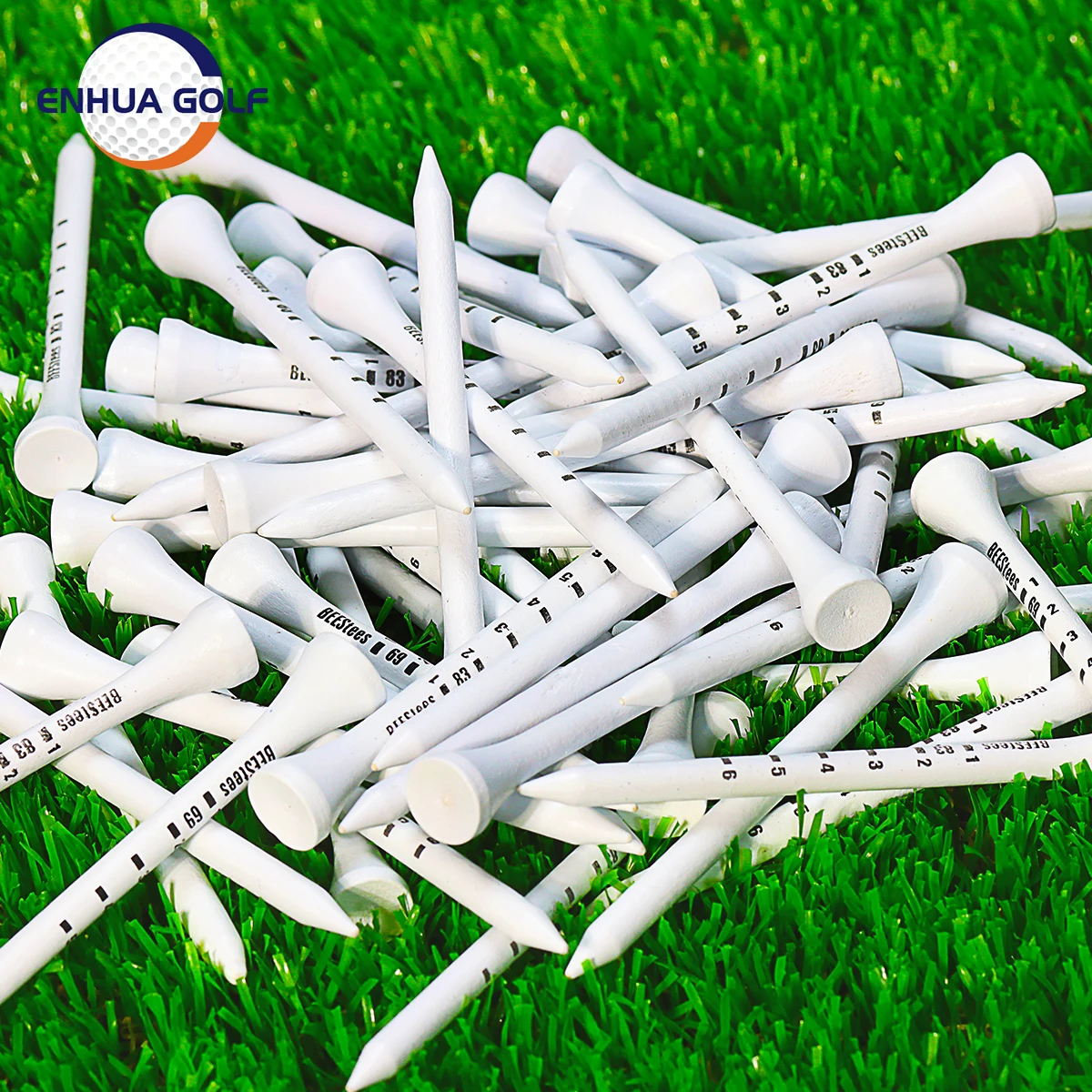 Golf Tees 70mm Wood 100 PCS Professional White Wooden Striped Digital Scale Golf Tees 83mm White Golf Wood Tee Golf Accesories