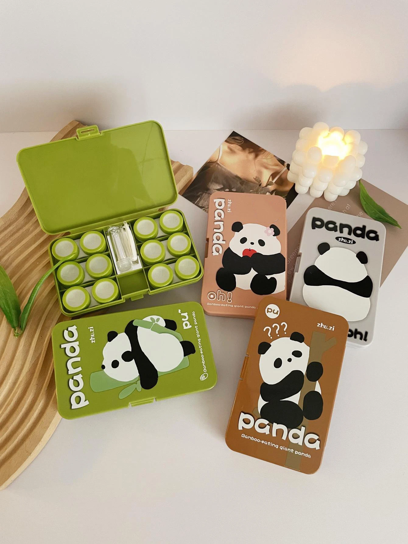 Cute Panda Contact Lens Case with Mirror and Multi-Pair Set - Portable and Easy to Use - Suitable for Colored Lenses“