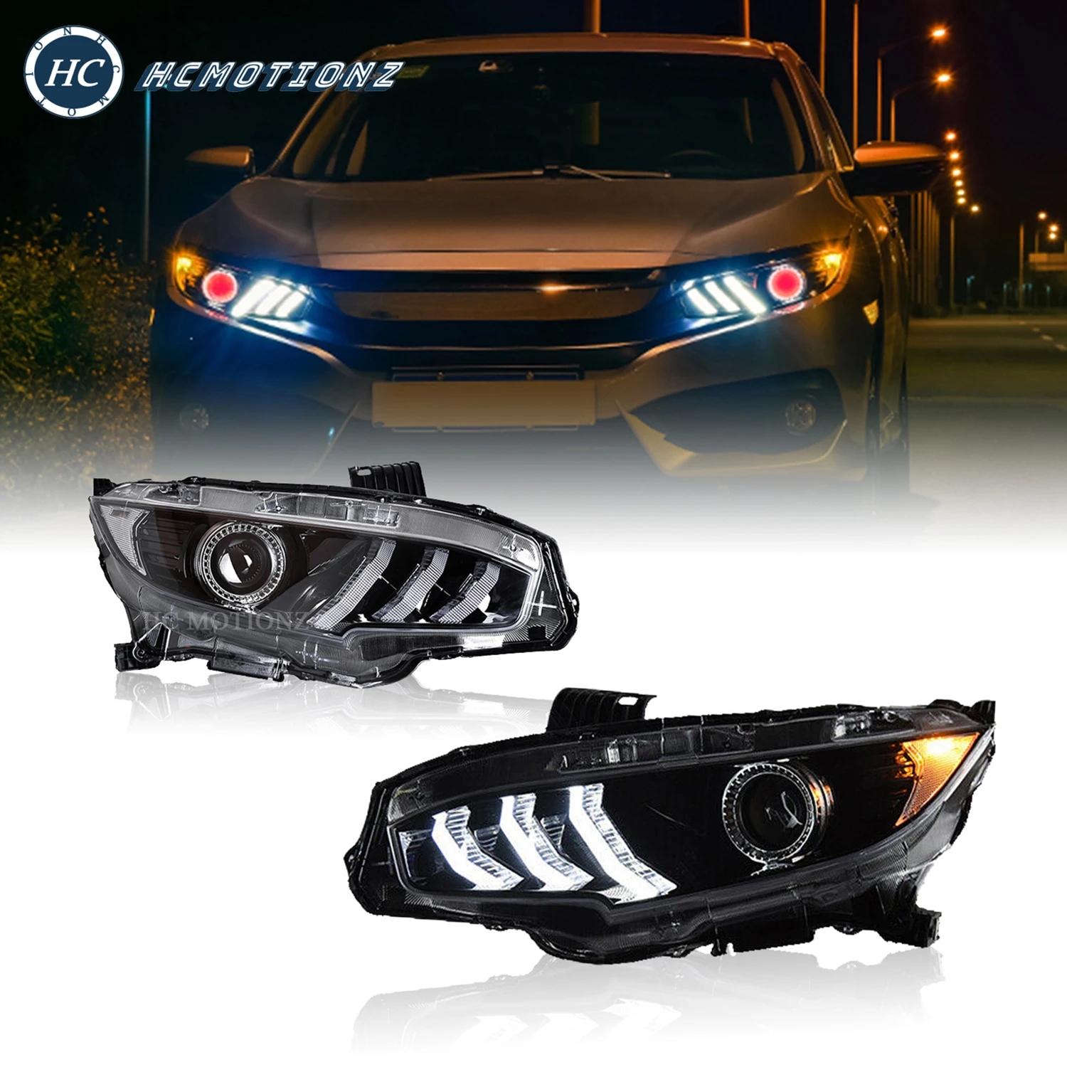 HCmotionLEDHeadlightsAssemblyforHondaCivic2016201720182019