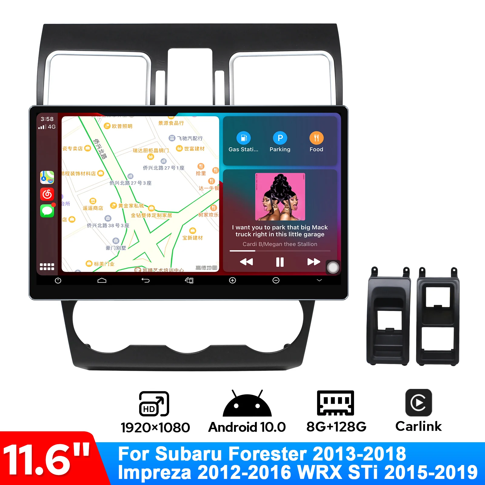 

11.6" Car Radio Fully Fit Screen Multimedia Player Carplay 4G For Subaru Forester 2013-2018 Impreza 2012-2016 WRX STi 2015-2019