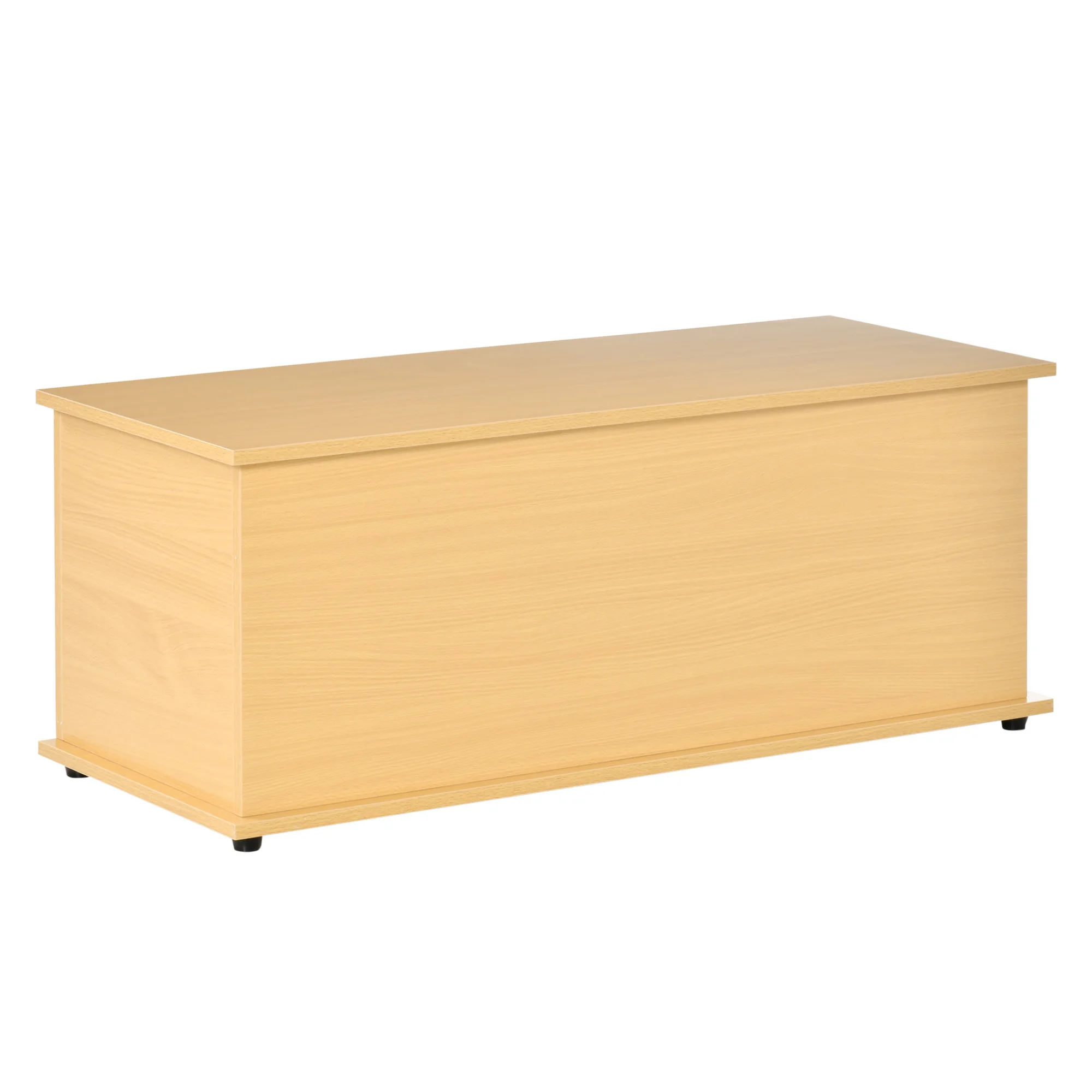 HOMCOM Baule Portaoggetti In Legno Con Coperchio – Panca Contenitore 100x40x40 Cm, Naturale, Carico Max 60 Kg