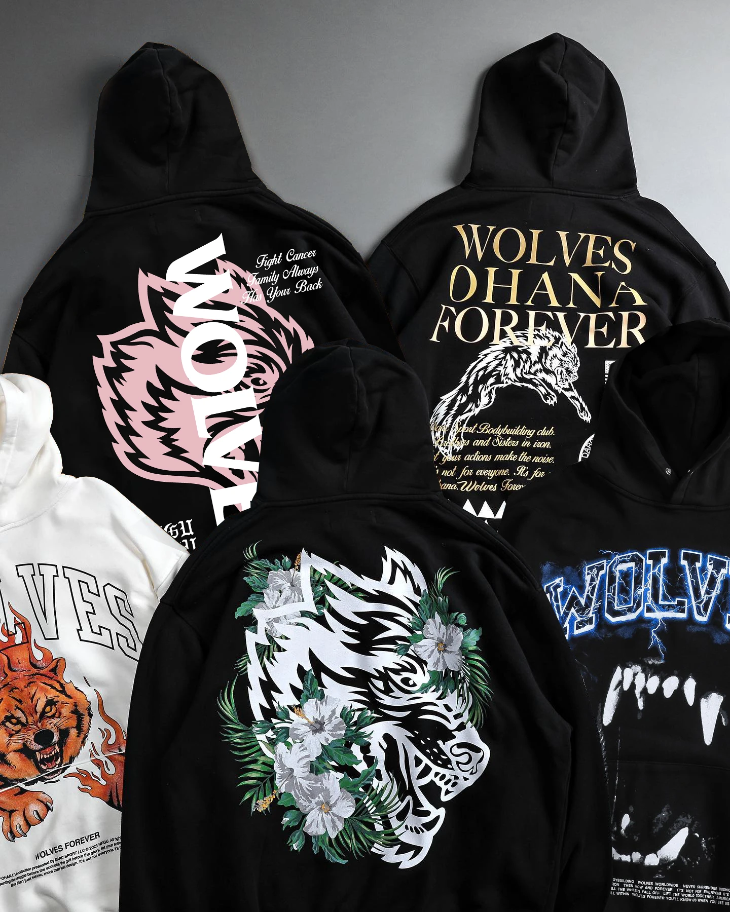 DARC Hoodie Men Wolves Pullovers Digital Printing Workout Gym Fitness