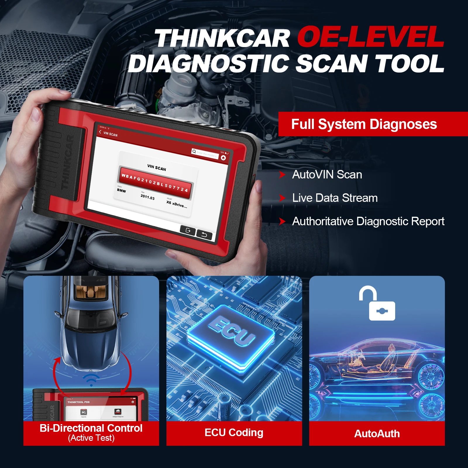 THINKCAR Thinktool PD8 Professional OBD2 Scanner 28 Resets Full System obd  2 Diagnostic Tool WiFi Update Active Test ECU Coding