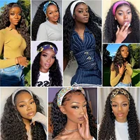 Perruque Bob bouclée en cheveux humains, bandeau ondulé profond, 100% vrais cheveux Bobo, entièrement faite à la Machine, cheveux noirs naturels, pour femmes 6