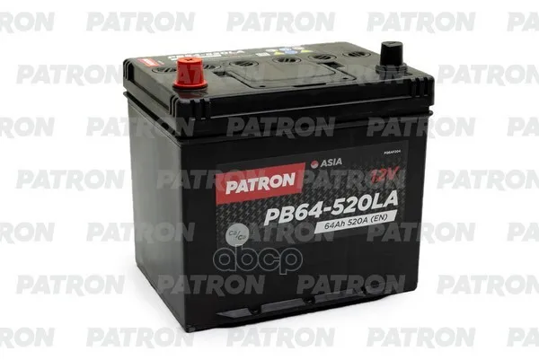 Аккумулятор Pb64520la 12v 64ah 520a (L+) B1 230x173x222mm 14 9kg PATRON арт. PB64520LA |