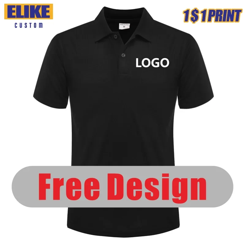 

Elike Summer Causal Polo Shirt Custom Logo Printed Text Image Brand Embroidery Personal Design Breathable Man And Woman Top