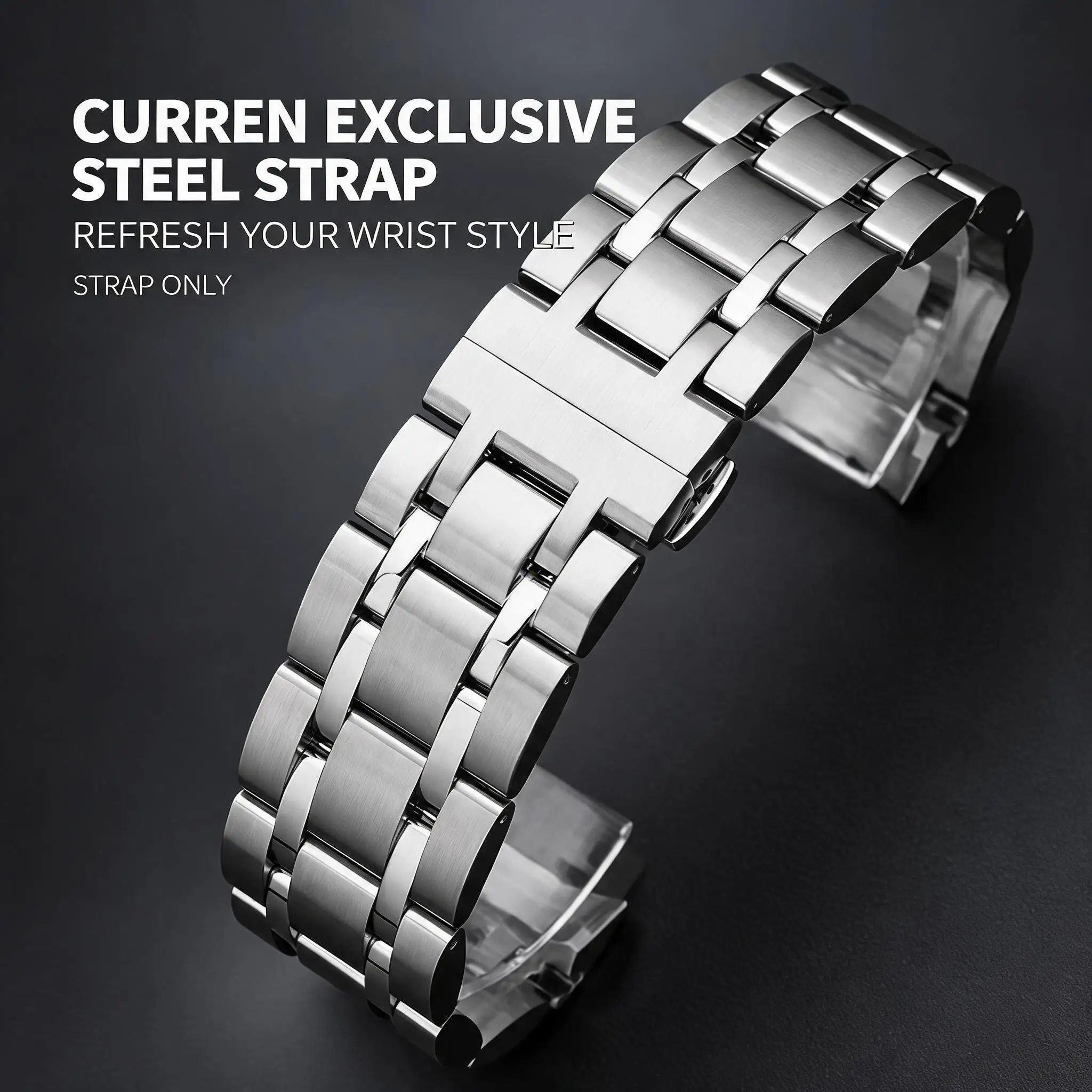 Luxurious Metal Watch Bracelet with Dedicated Curved Ends - Stylish Design