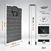 Panneau solaire monocristallin flexible 100W PET, chargeur solaire portable pour camping-car, camping, yacht, alimentation de batterie extérieure 2