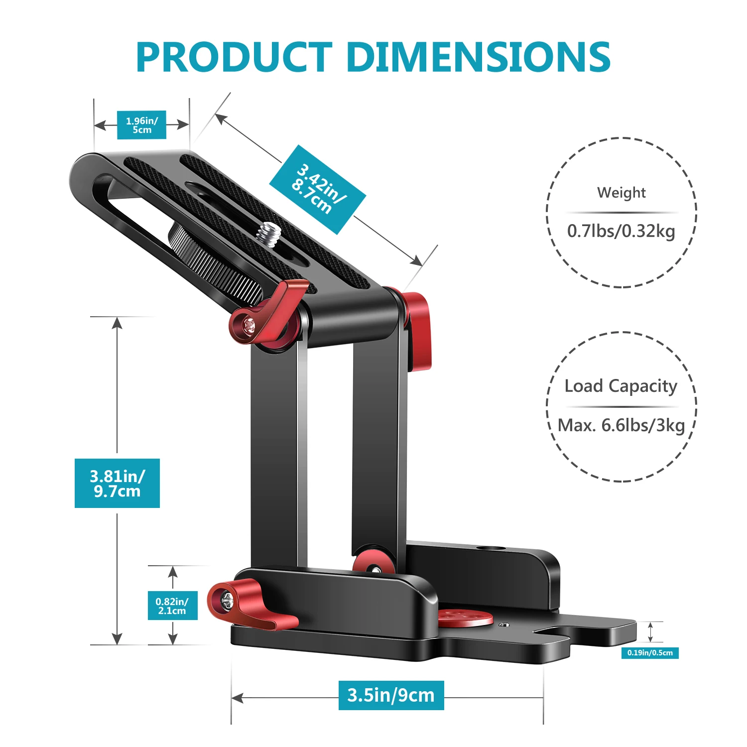 Upgraded Z-Flex Tilt Head Z Type Tripod Head with 4 Adjust/Fixing Knob, Quick Re