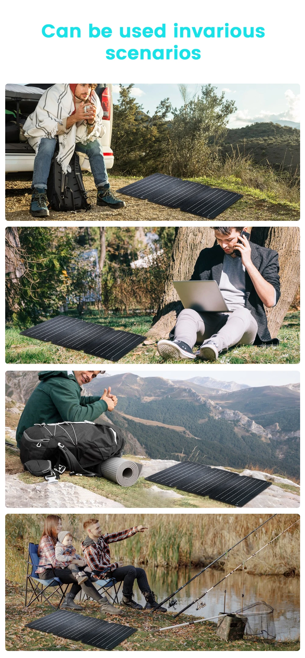 ETFE 21W 36W 54W Solar Panel 22% high efficiency photoelectric conversion effici
