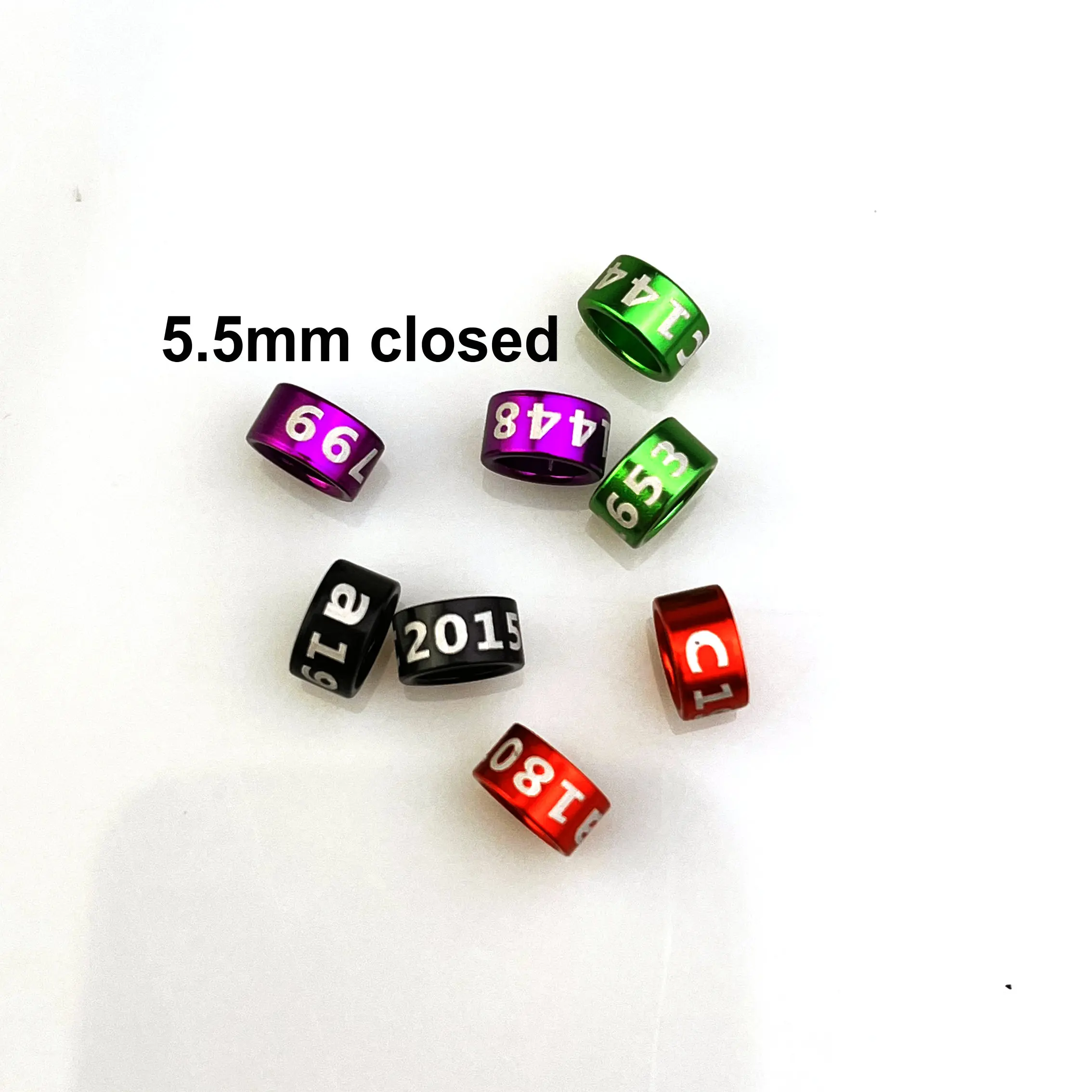 Aluminum Bird Leg Bands Closed Parrot Rings Non-Custom Random-Character Color-Mixture 5.5mm 25Pcs Lot