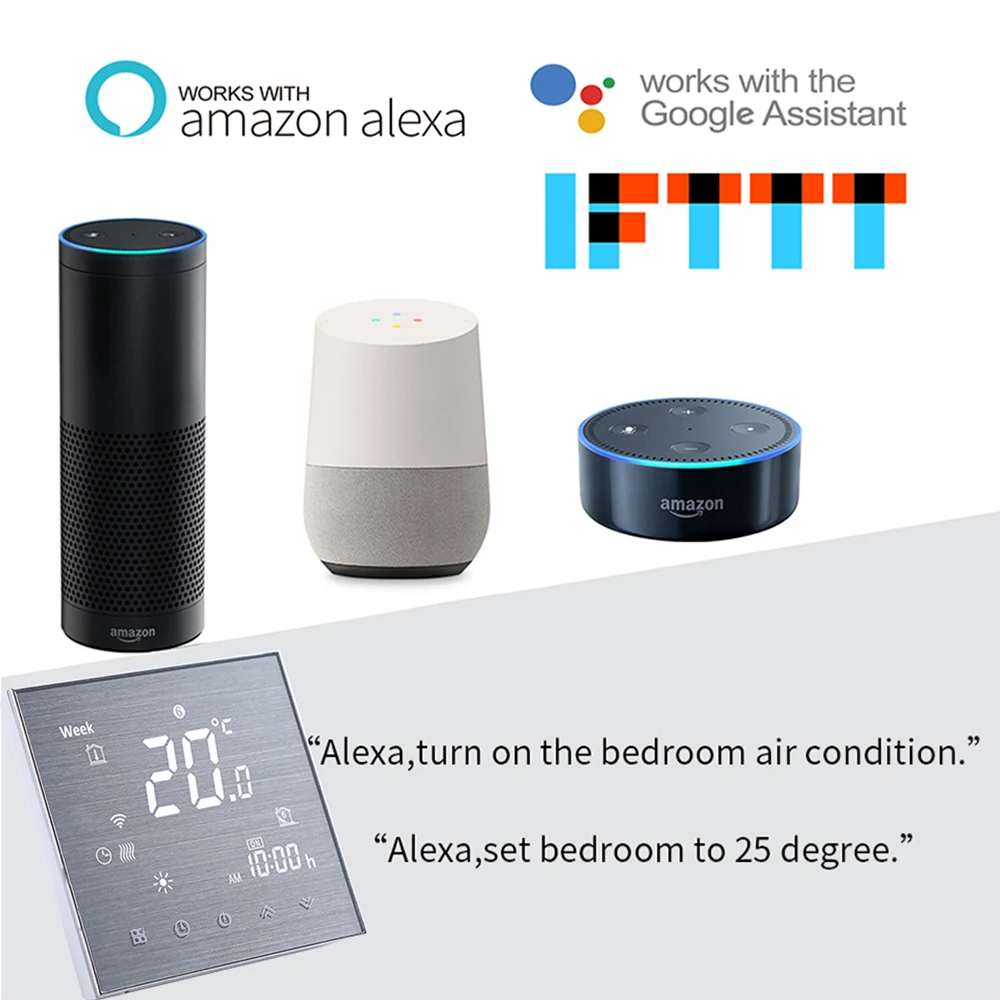 Qiumi  WiFi thermostat temperature controller for water / floor heating electric water / Gas boiler works with Alexa Googlehome