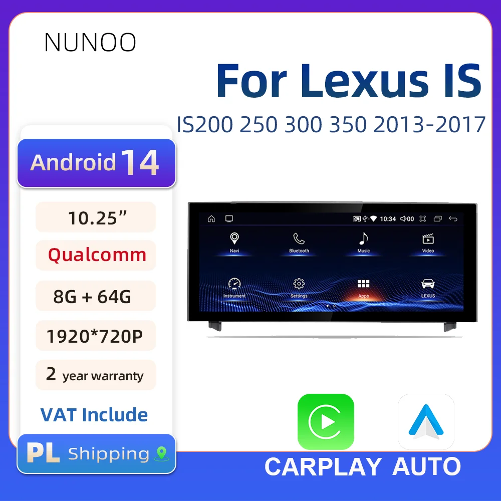 Radio con Carplay y Android Auto Inalámbrico para Lexus IS 2013-2017, Reproductor Multimedia Estéreo para Auto, 4G WIFI, Navegación GPS, DSP 1