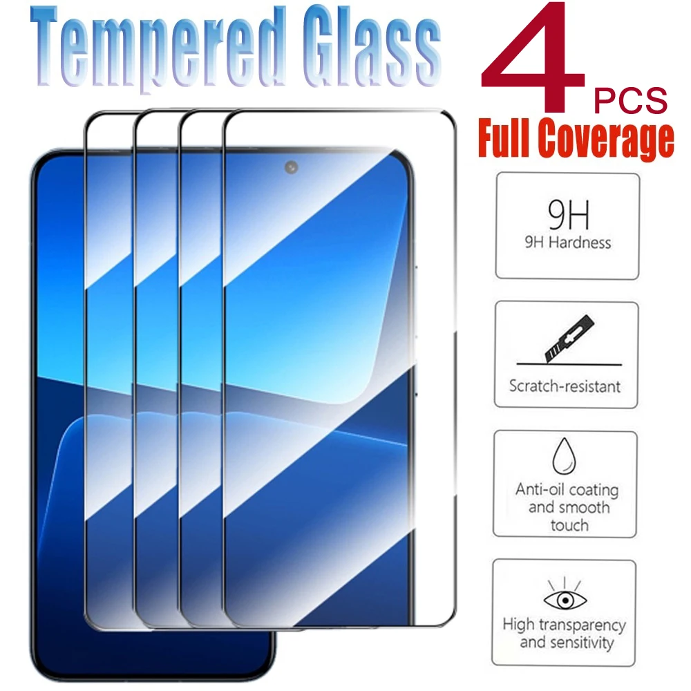 

4-3-2PC Tempered Glass for Xiaomi 13 Mi 10T 11T 11 Lite 12T Pro Screen Protector Full Coverage Hard HD Film Glass