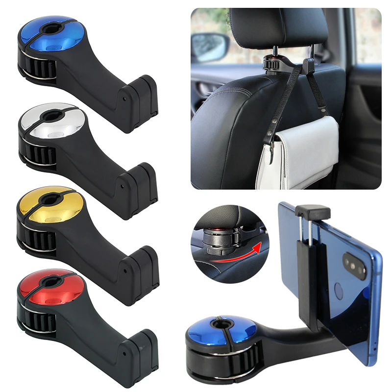 1Pc Car Headrest Hook & Phone Holder Seat Back Hanger for Rear Seat