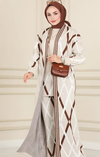 Baklava Desenli Triko Auxilik Taksk M Kap,Tunik Ve Pantolon 2024 Modello Abaya Dubai Trtikiye Muslimate Muslfuman Elbise Sam Giyim Ab