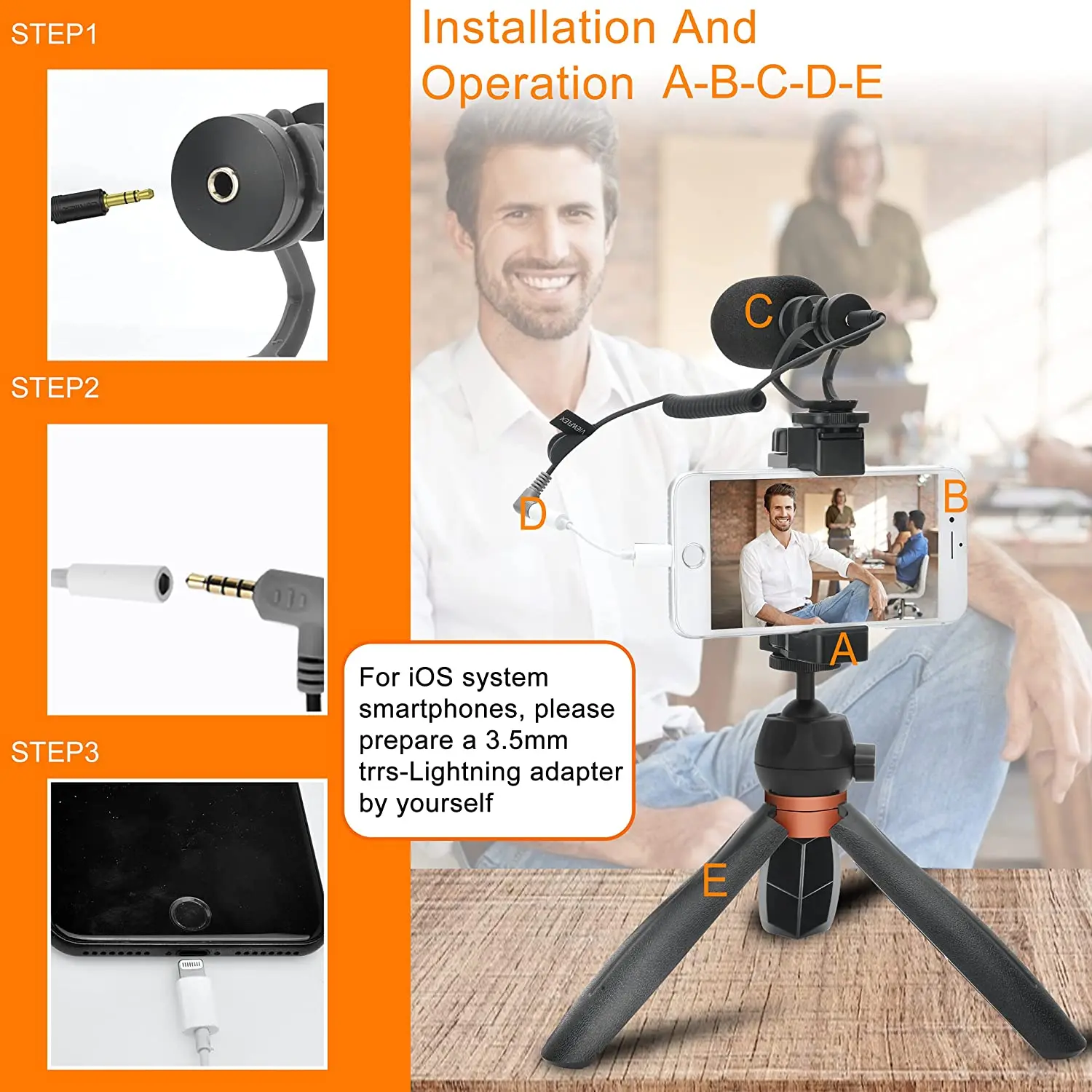 CVM-VM10-K2 PRO Smartphone Video Rig with Tripod, External Shotgun Mic, Vlogging